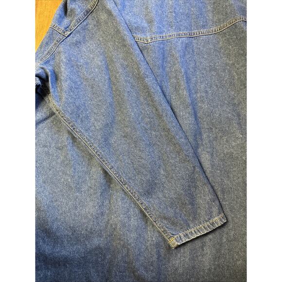 NWT Overlover Catalina Small Denim Ruffle Shirt Dress Pearl Snap Button Front - Picture 10 of 11